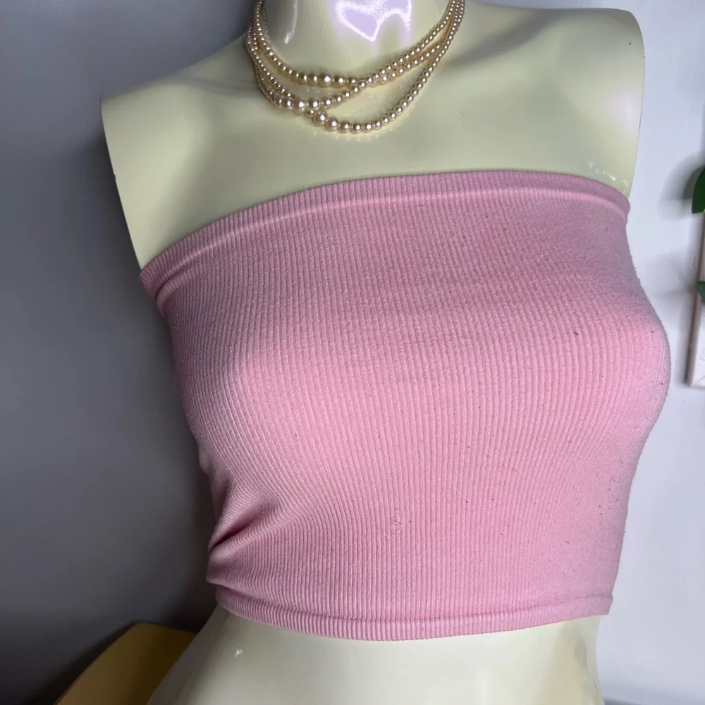 Pink Ribbed Tube Top - Picture 4 of 10